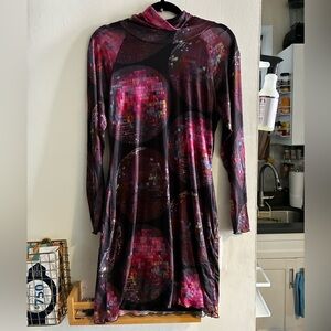 Rachel Antonoff Long Sleeve Turtle Neck Discoball Dress